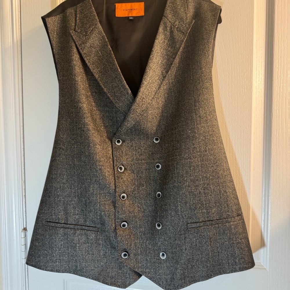 Statement Charcoal Double-Breasted Men's‎ Vest